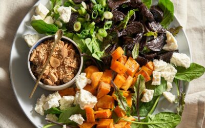 Botterskorsie-&-bokmelkkaas-slaai/Butternut & goats’ cheese salad