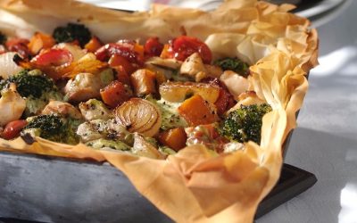 Filo-hoenderpastei met groente